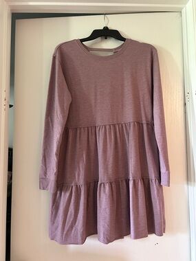 SO Girls' Long-Sleeve Tiered Dress in Mauve